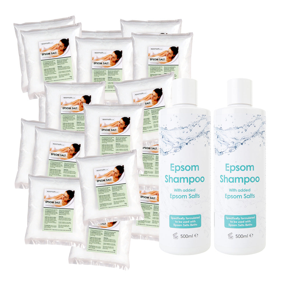20 x 1Kg Packs  Epsom Salts – 2 x Epsom Shampoo