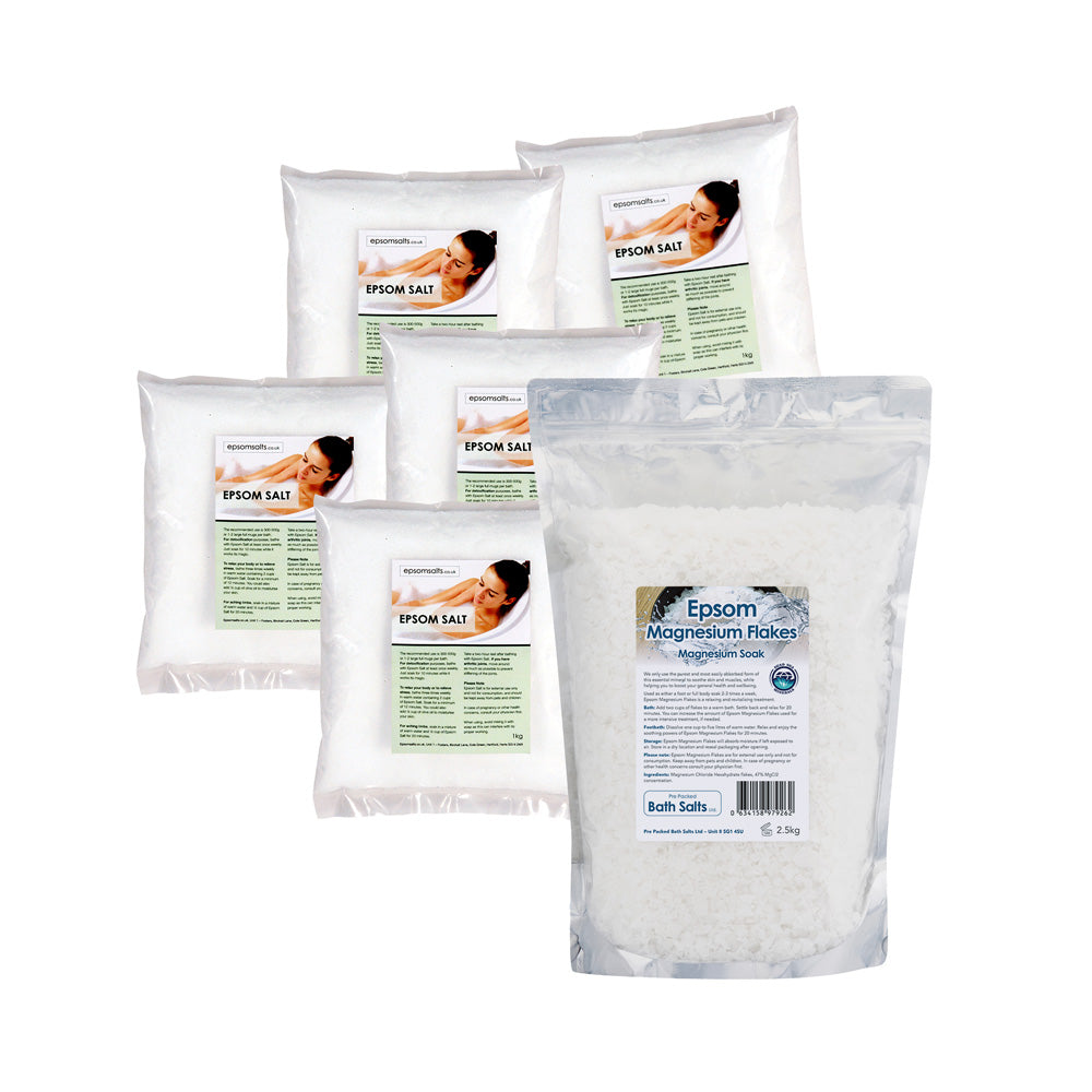 2.5kg Magnesium Flakes & 5 x 1kg Epsom Salts Bundle Deal