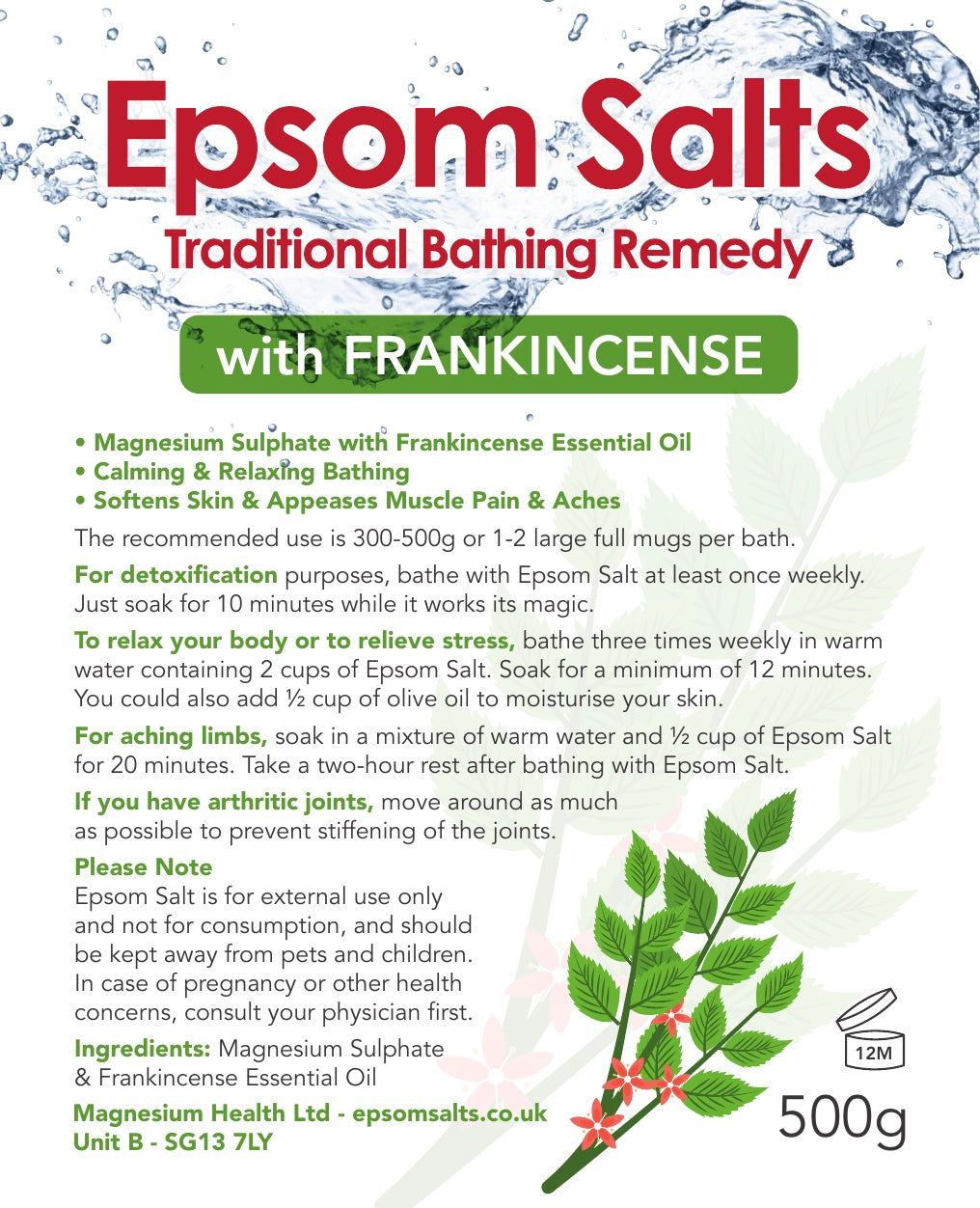 Frankincense and Epsom Salts - 500gms